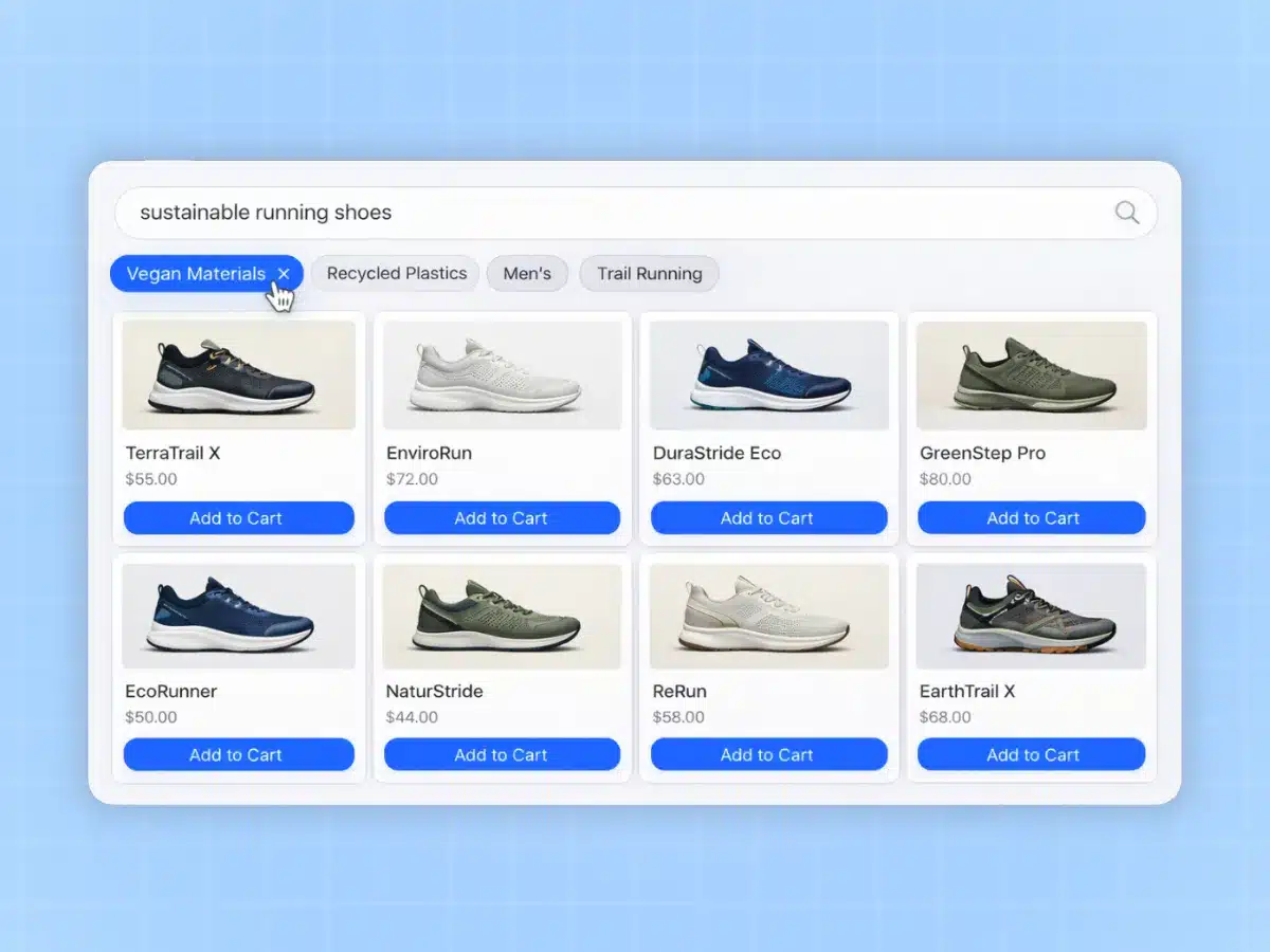 Clickable extracted keyword tags refining a WooCommerce image search