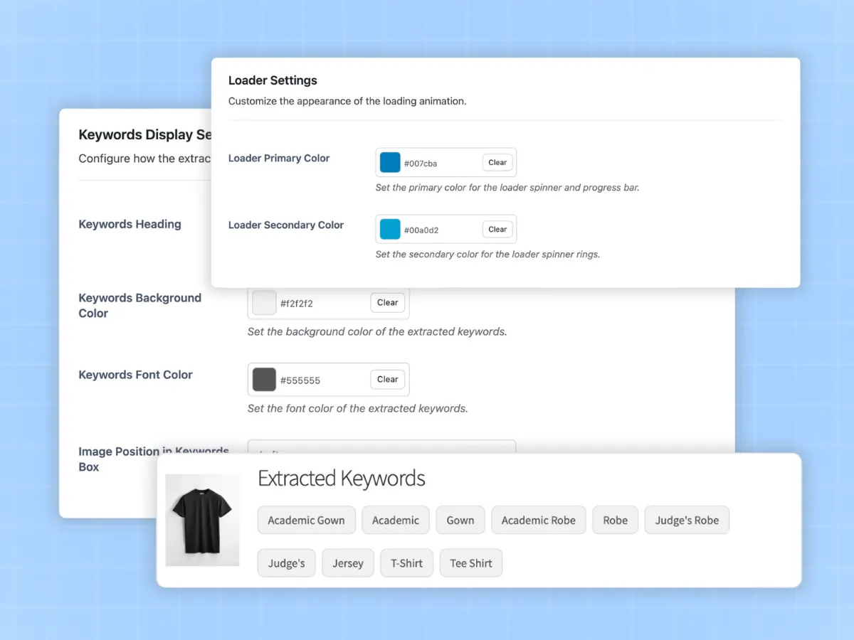 Branded keyword box and loader colors for WooCommerce image search