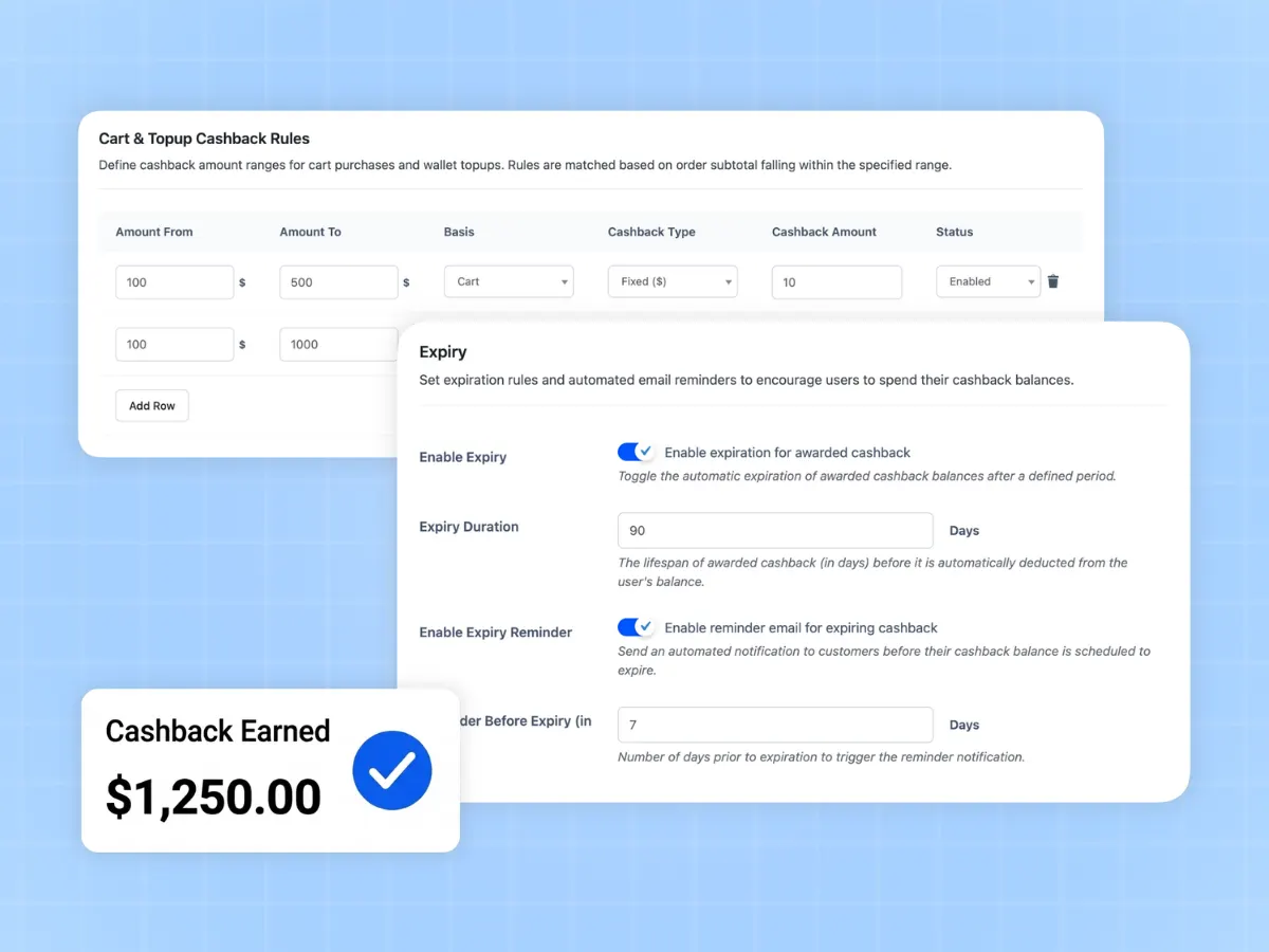 WooCommerce wallet cashback engine with six rule types