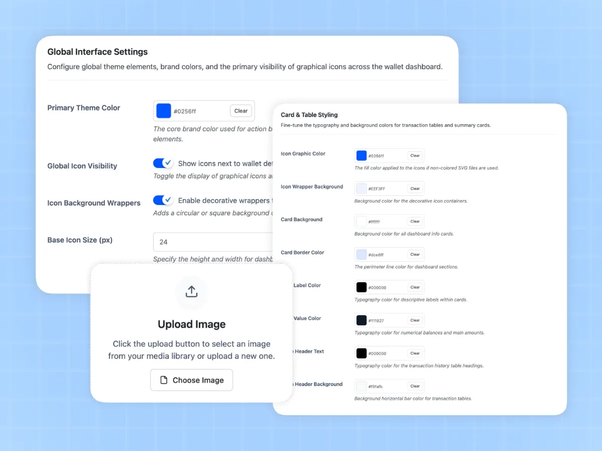 Customizable, branded WooCommerce wallet dashboard design
