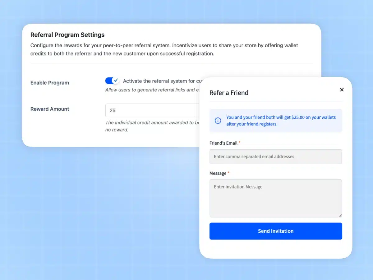 WooCommerce wallet referral program with dual rewards