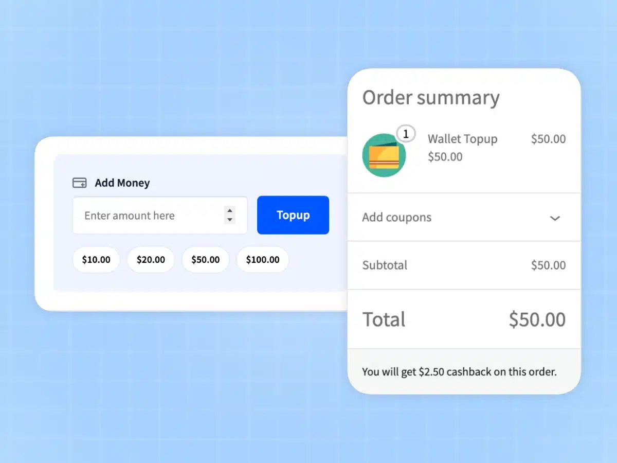 Flexible wallet top-up through multiple payment gateways in WooCommerce