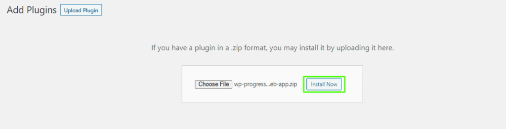 Install the WordPress Progressive Web App plugin zip
