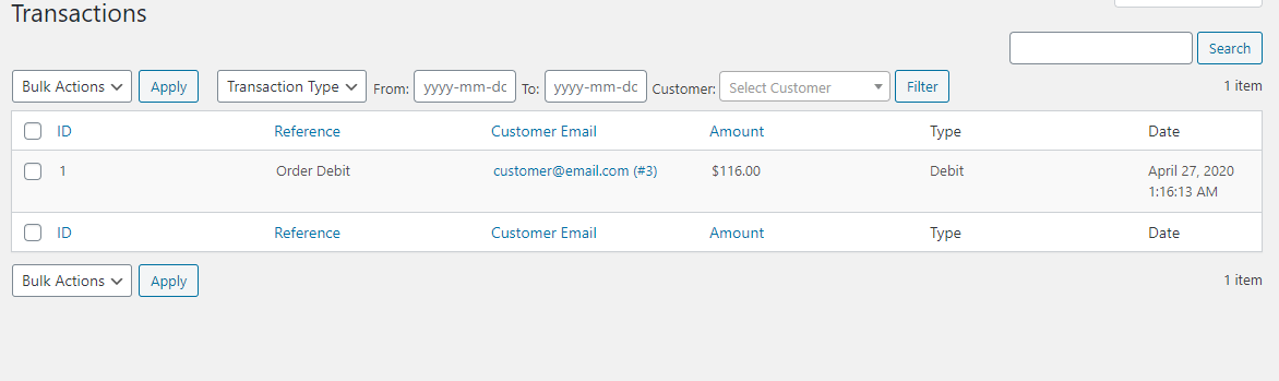 WooCommerce PostPaid - Buy Now Pay Later transactions list