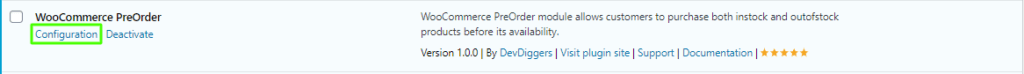 WooCommerce PreOrder Configuration click