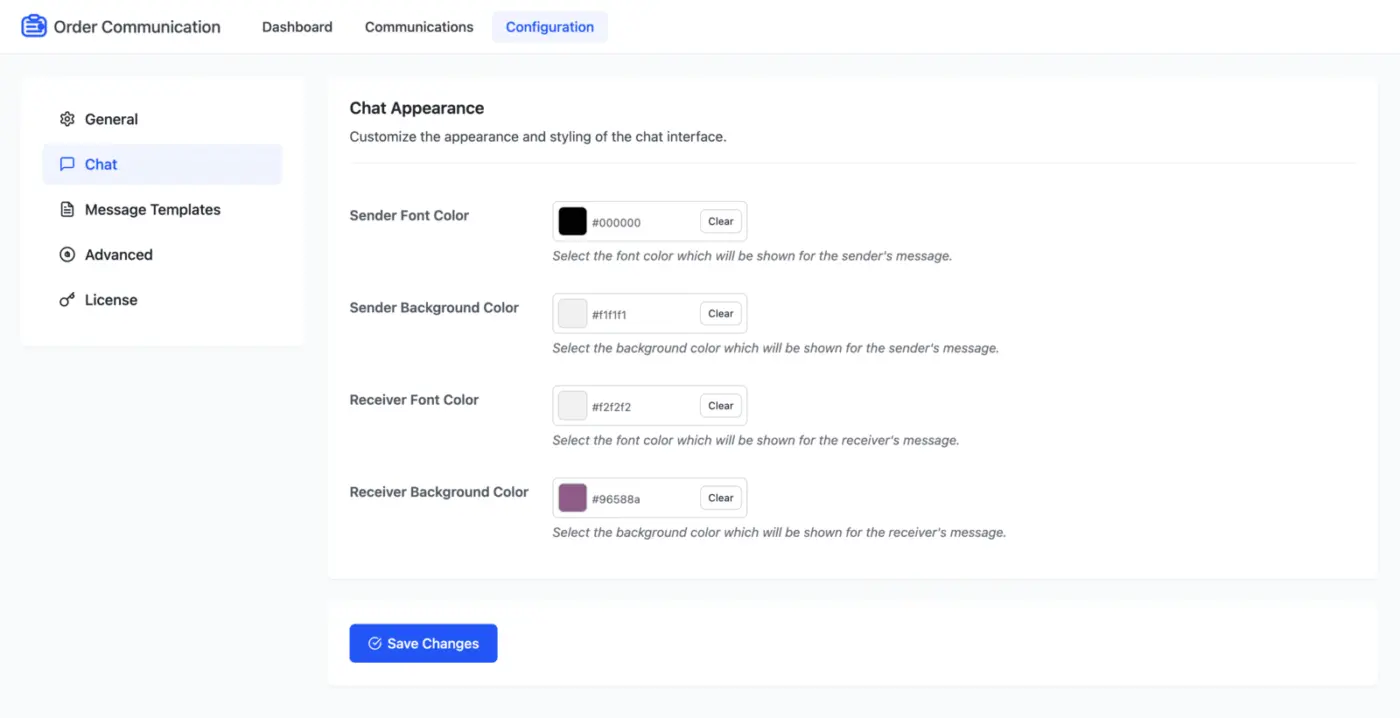 WooCommerce Order Communication Chat Configuration