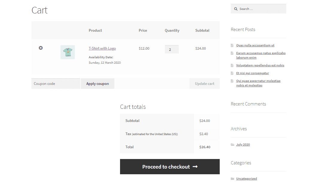 WooCommerce Pre Order - Cart Page