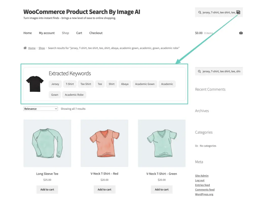 WooCommerce Product Search by Image Extracted Keywords