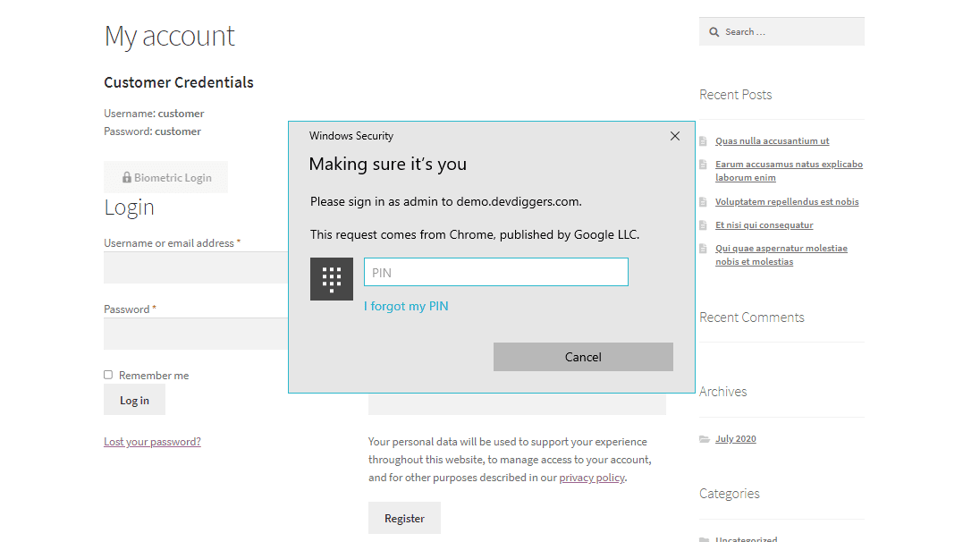 Biometric Login Process Started