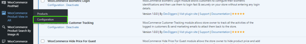 WooCommerce Product View in AR menu hover
