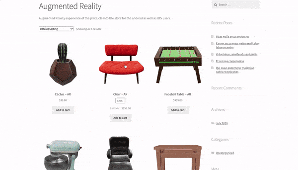 WooCommerce Product View in AR (Augmented Reality) desktop workflow