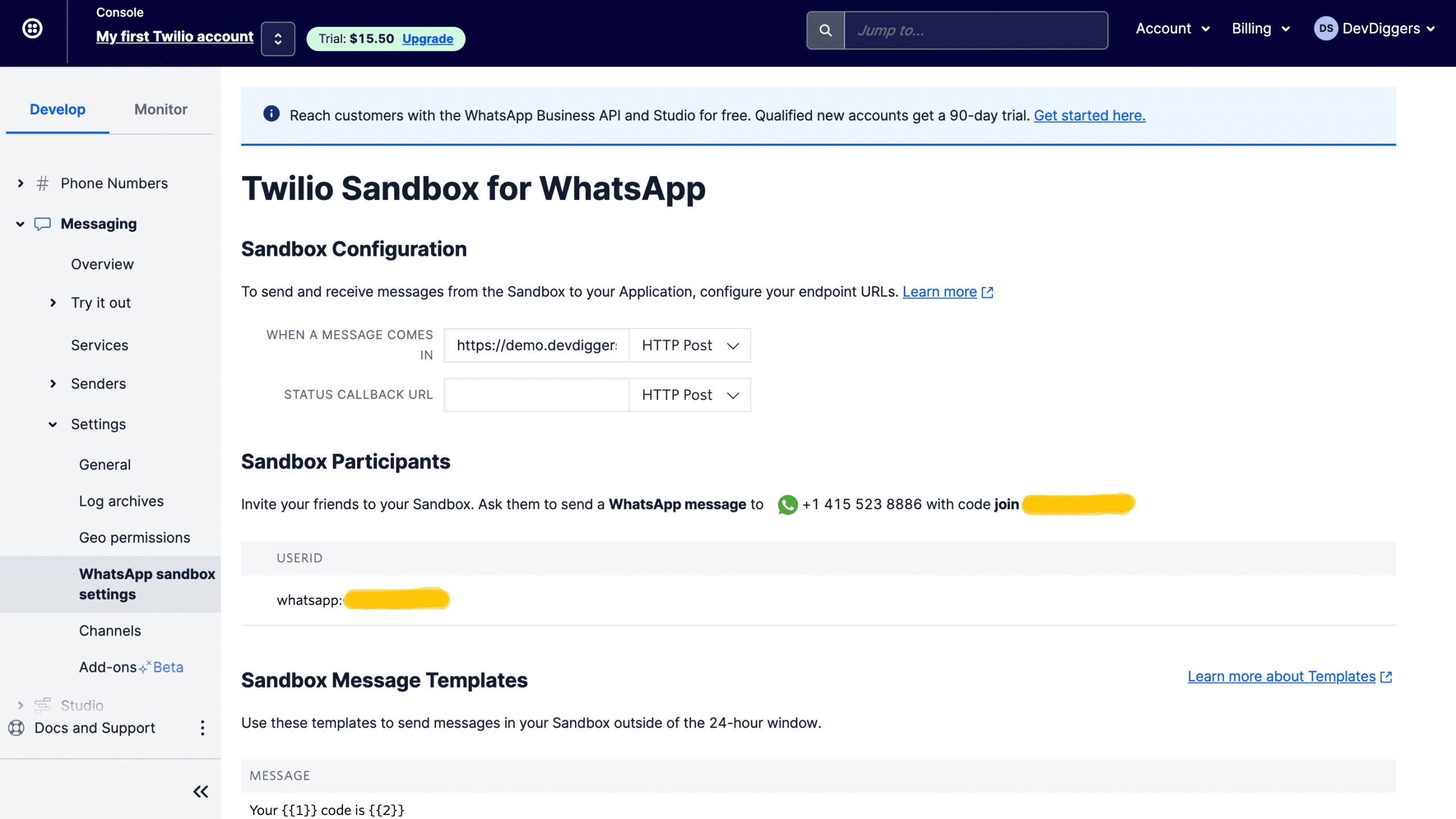 WooCommerce Ultimate WhatsApp Solution Twilio Sandbox Configuration Endpoint URL