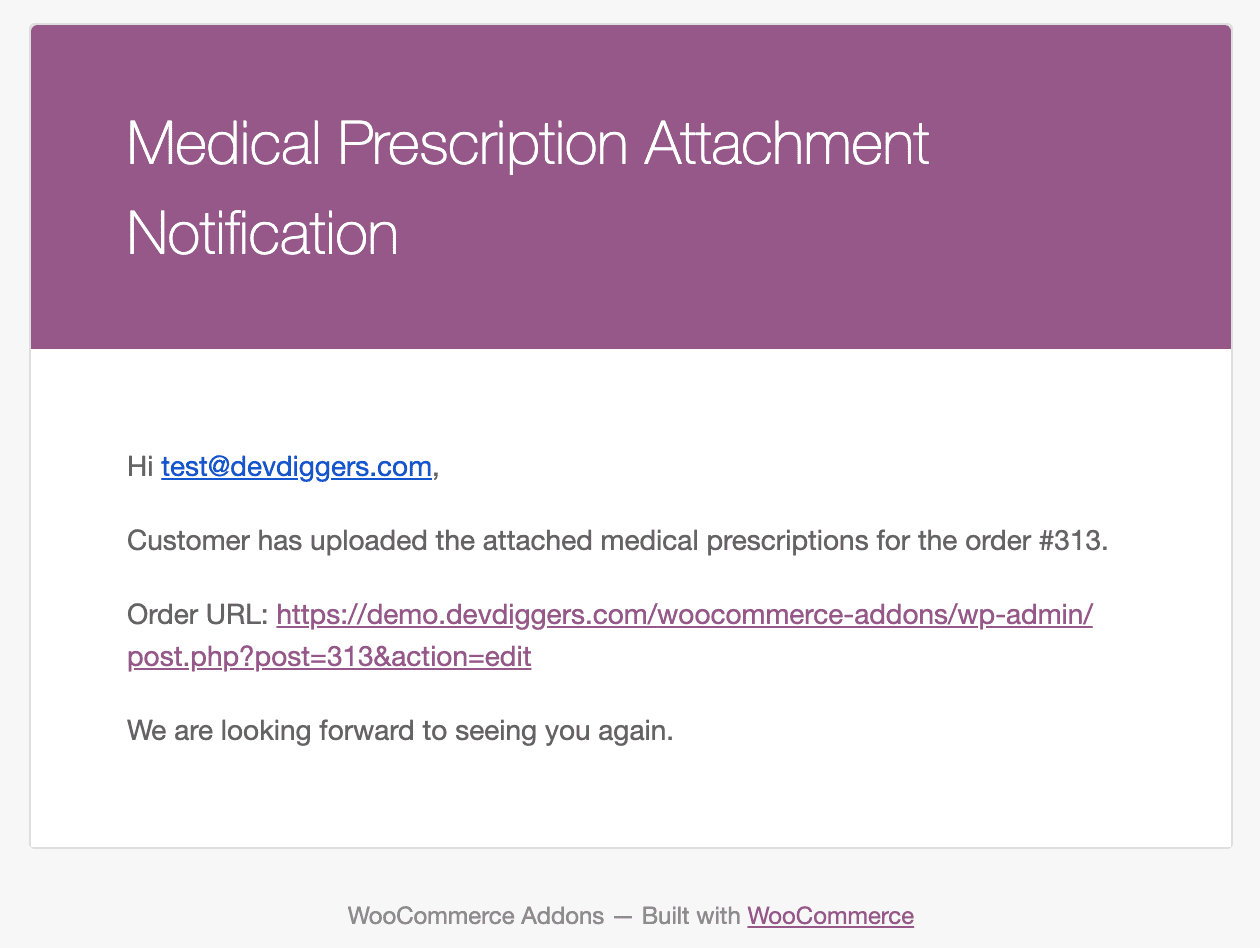 WooCommerce Medical Prescription Attachment Admin Email