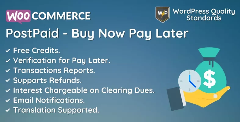 WooCommerce PostPaid | Buy Now Pay Later | Free Credits
