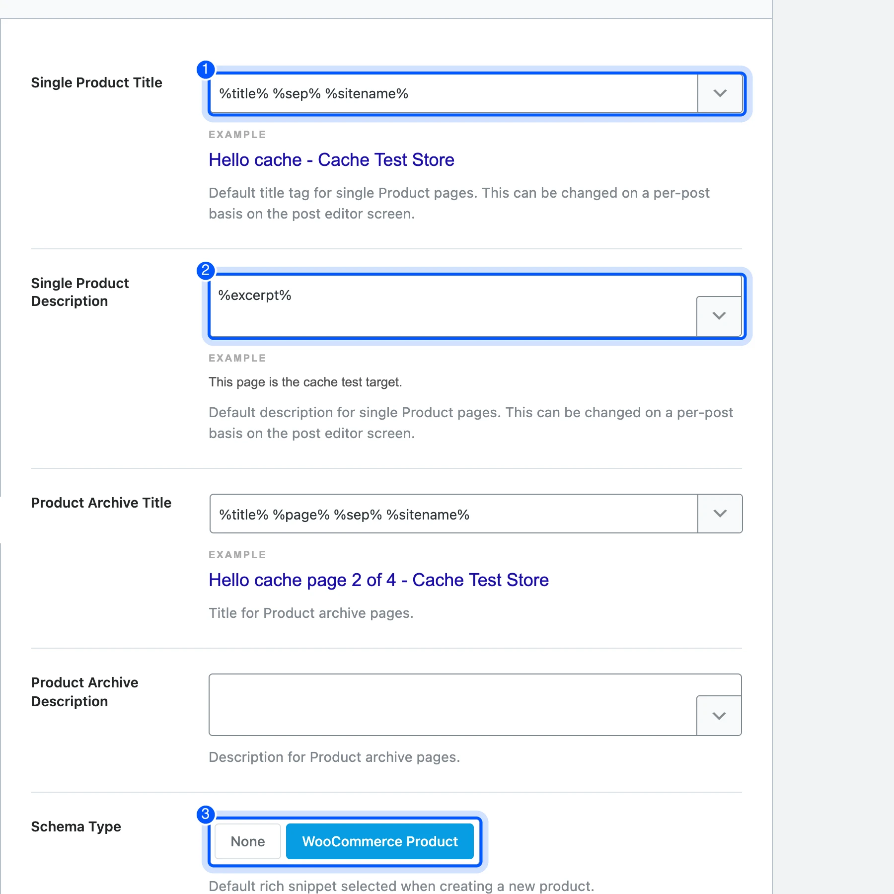 Rank Math product title and description templates