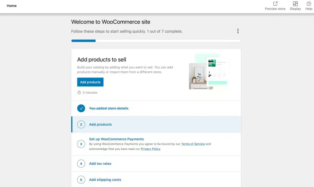 WooCommerce Setup Wizard List