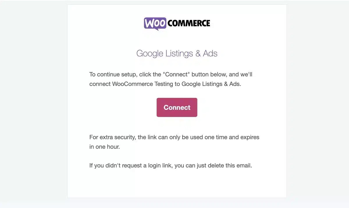 Email for Connecting WooCommerce