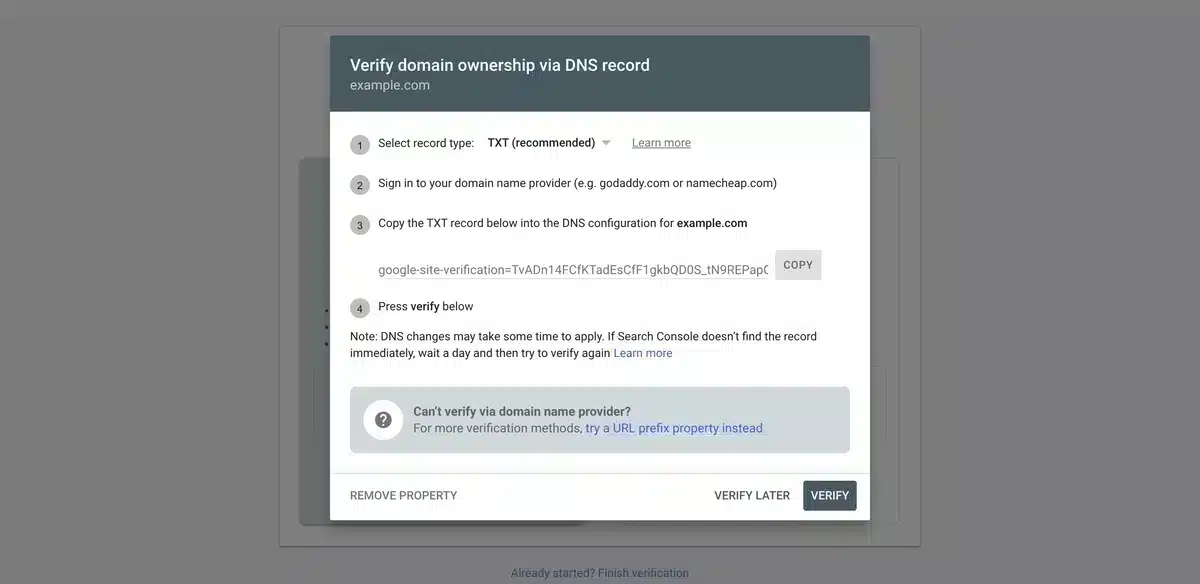 Verify you own the site