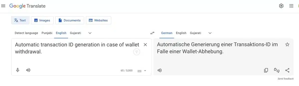 Translate the source text with the help of Google Translate
