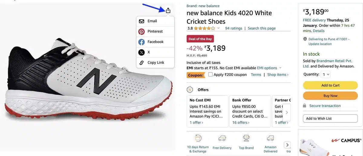 Social Sharing Buttons in PDP in eCommerce