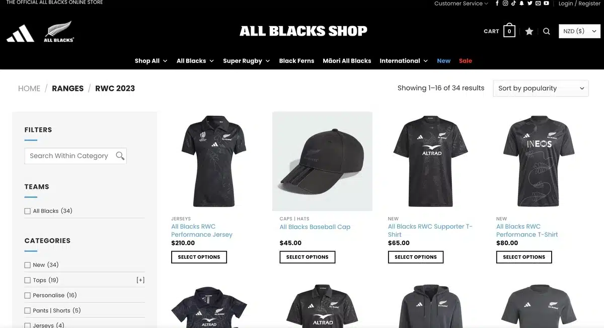 All Blacks Shop