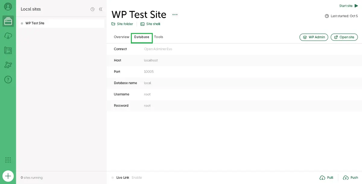 Local WP Database Management