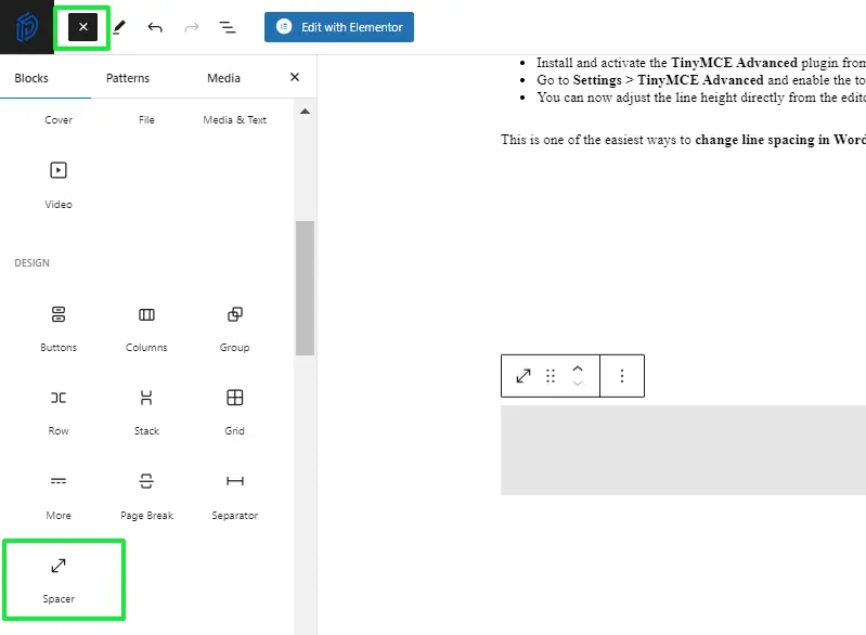 Using Spacer Blocks