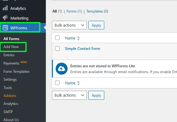 Create a Form using WPForms