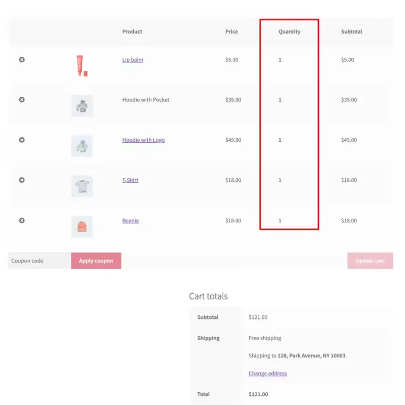 Test the Disabled Quantity Change in the Cart