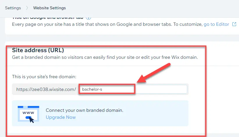 Site address on Wix