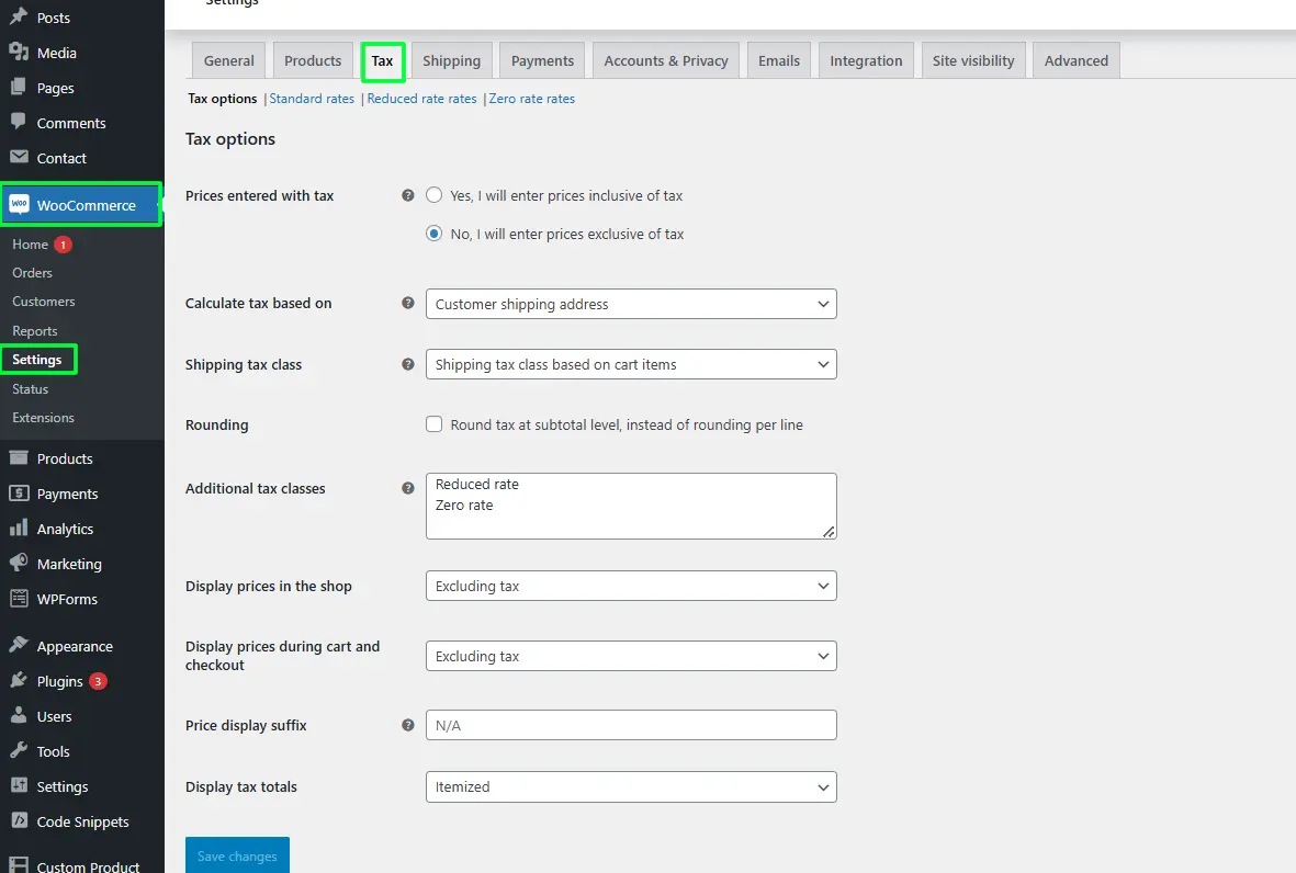 Check and Correct Tax Settings