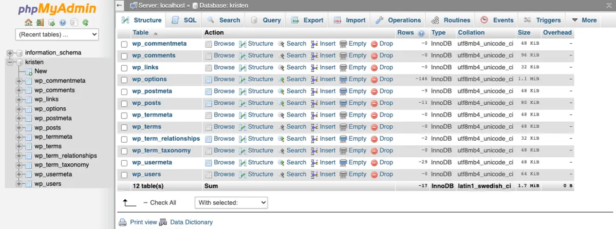 How Many Tables Are There in Default WordPress?