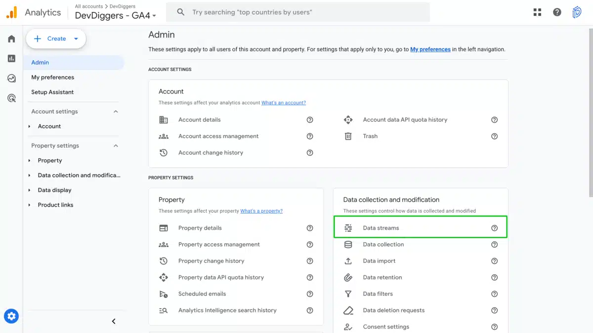 Google Analytics Data Streams