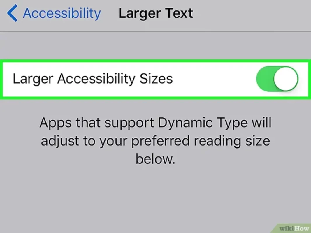 Tap on Larger Accessibility Sizes