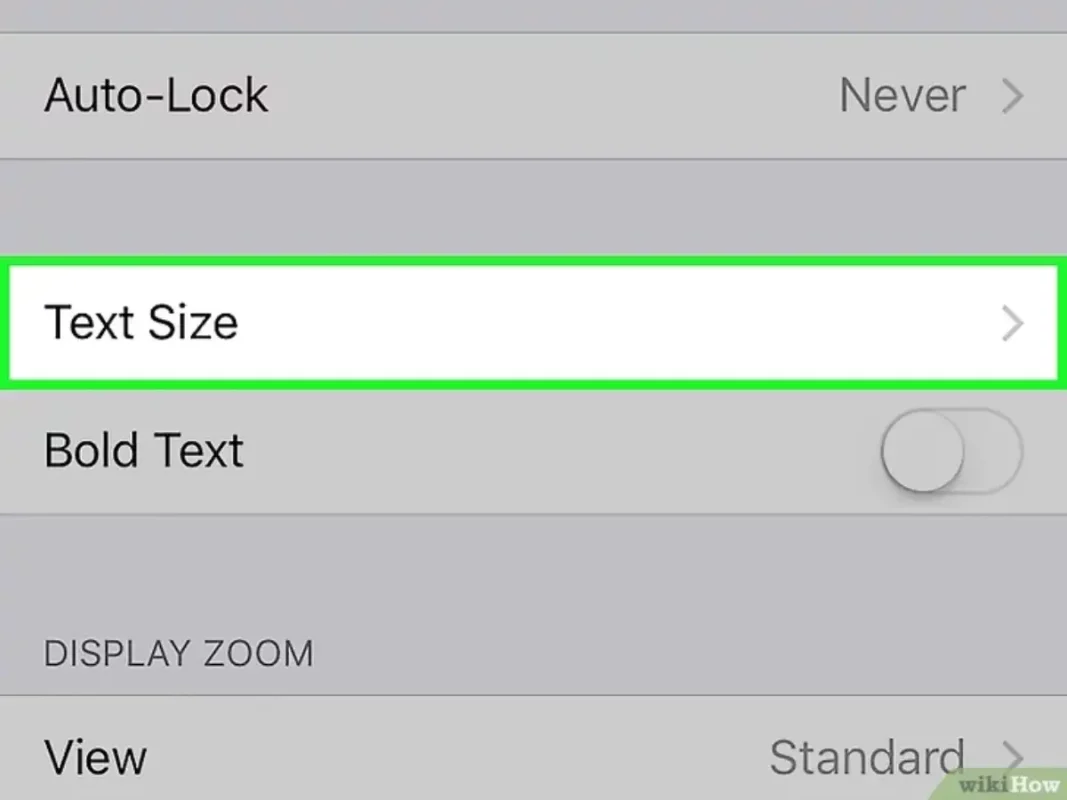 Tap on Text Size