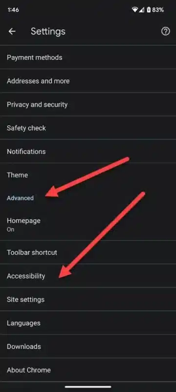 Tap on the Accessibility Option