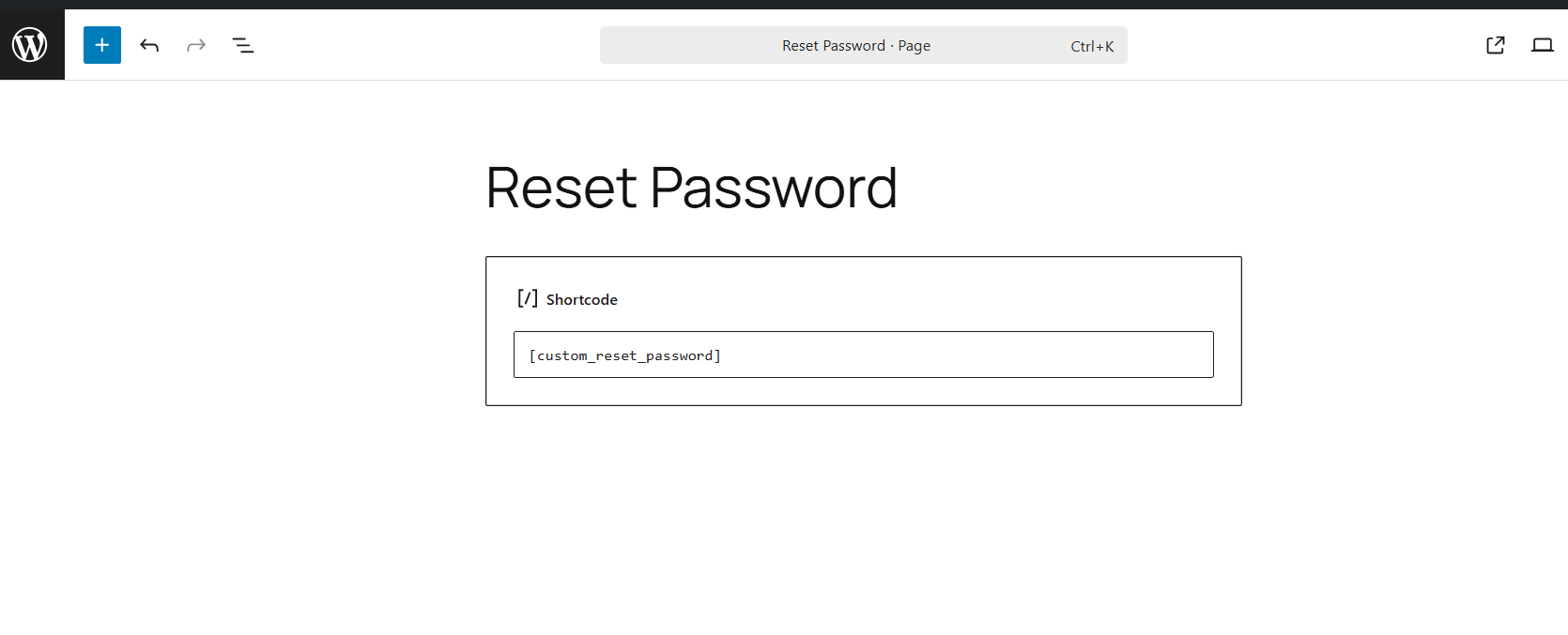 Add the shortcode