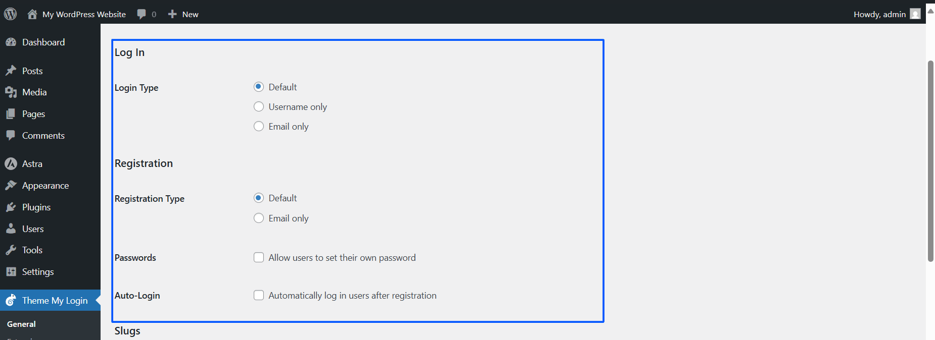 Configure settings