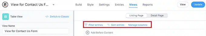 Scroll to the Filter & Sort section