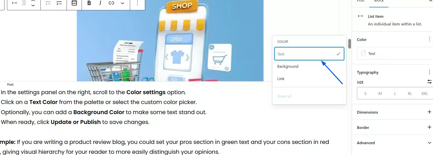 Click on Text