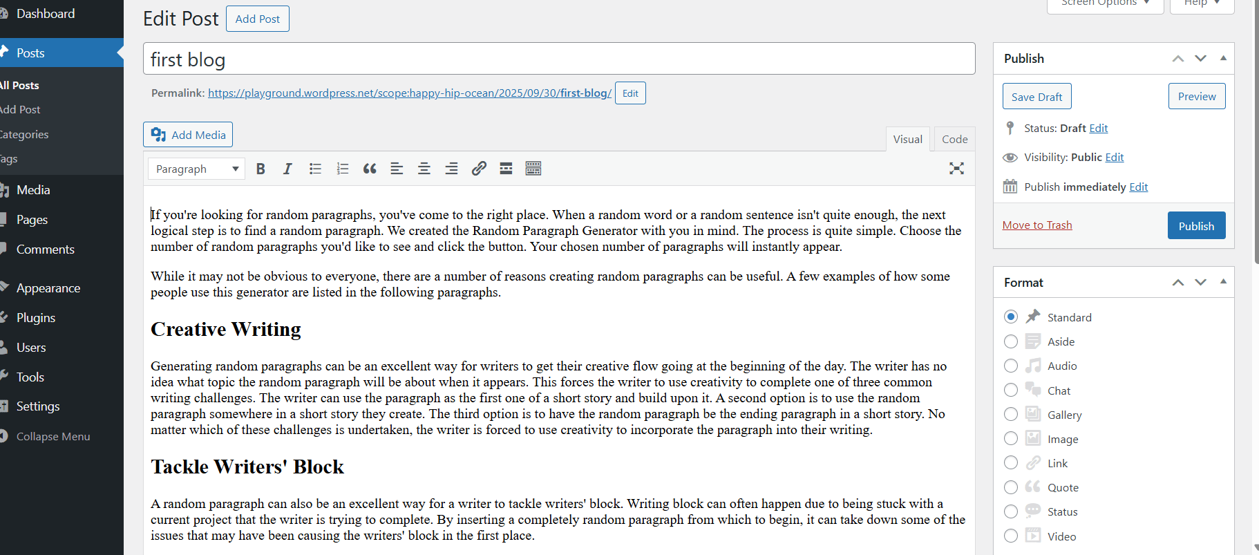 Open the Post or Page in the WordPress Classic Editor