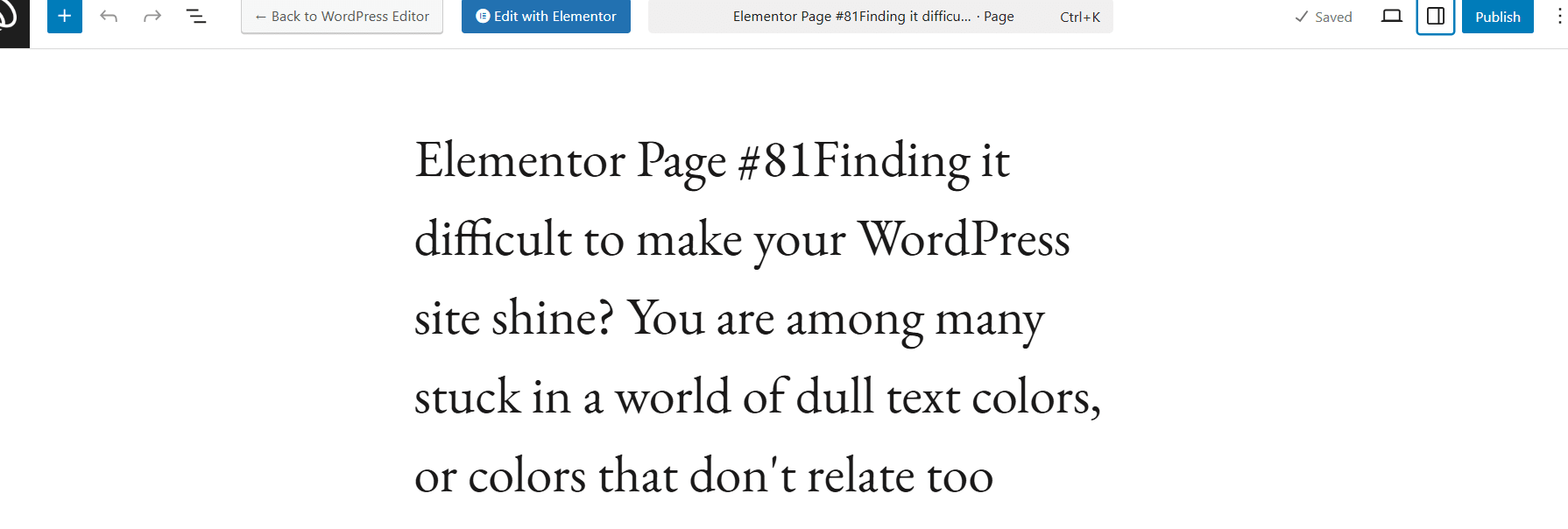 Open your page with the Elementor editor
