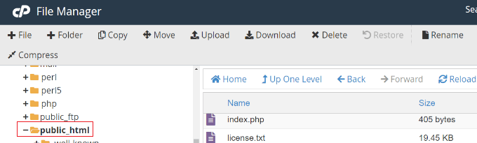 open public_html