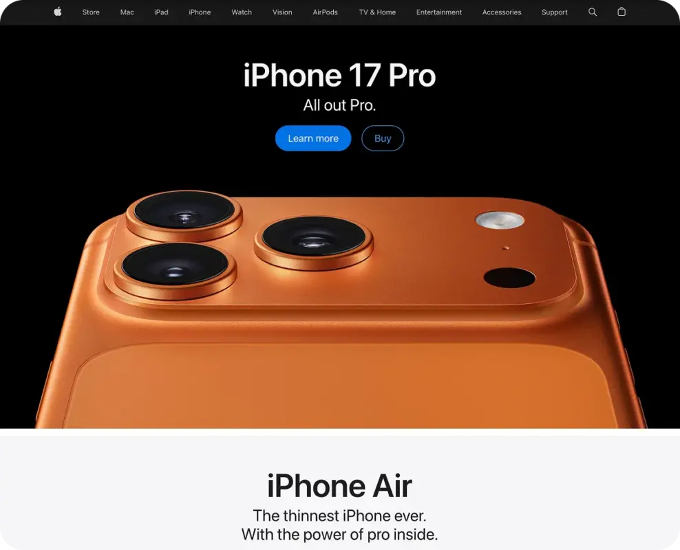 Apple iPhone 17 Pro product page