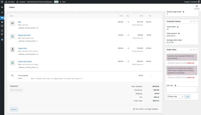 Edit WooCommerce order page screenshot
