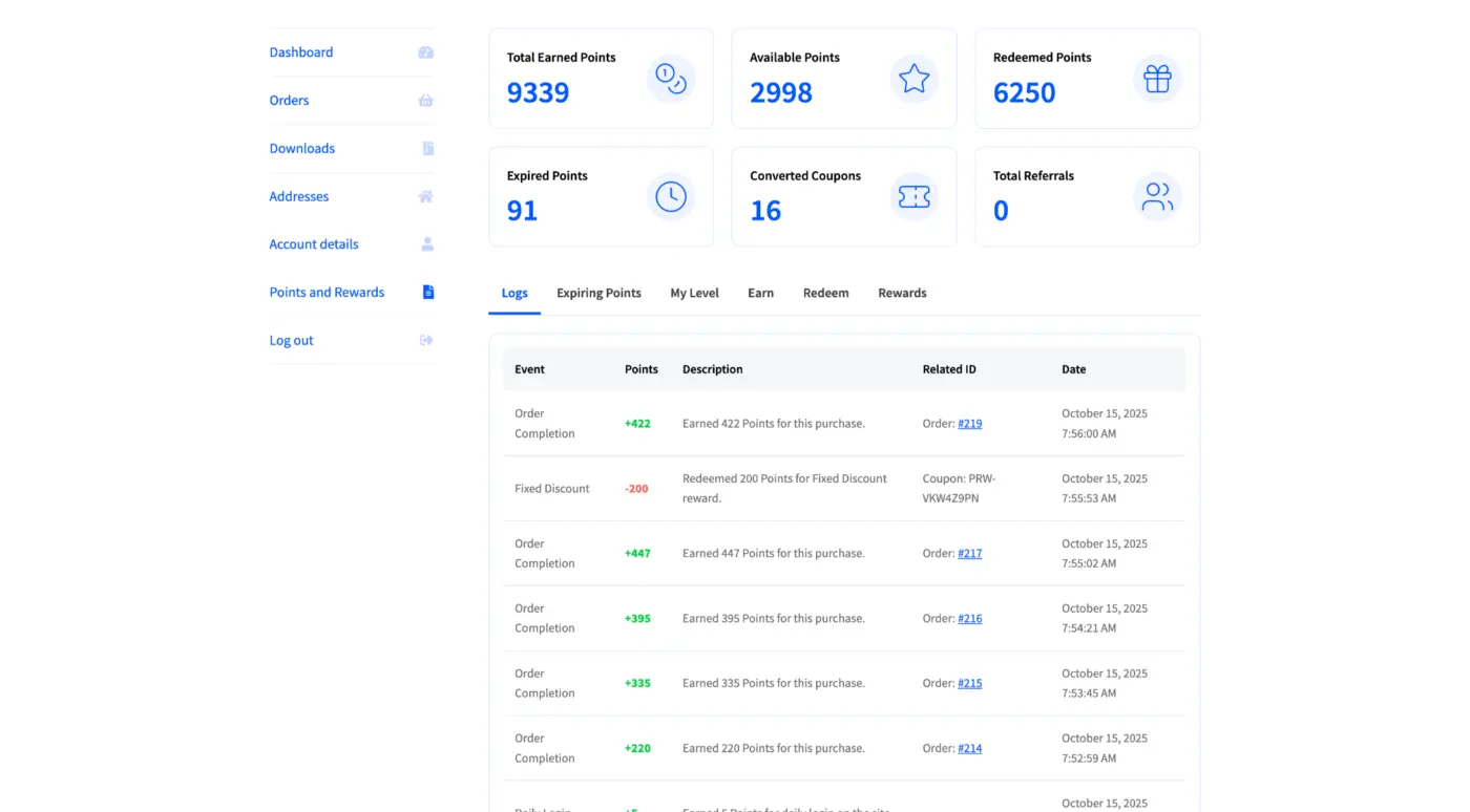 Customer Dashboard Screenshot