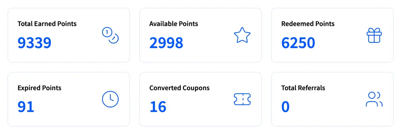 LoyaltyX Customer Dashboard Statistics Without Wrapper