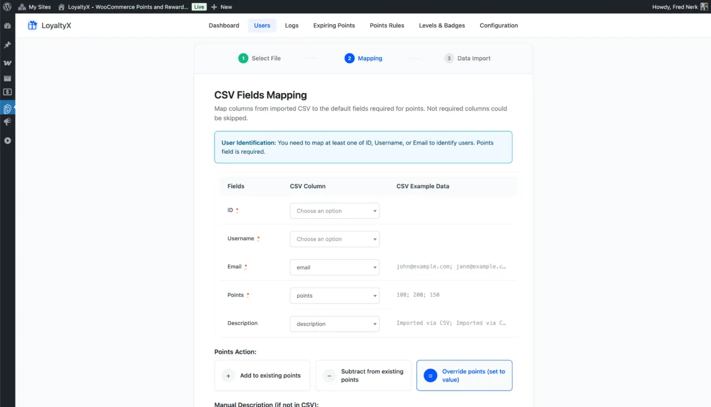 Import CSV Fields Mapping Screenshot