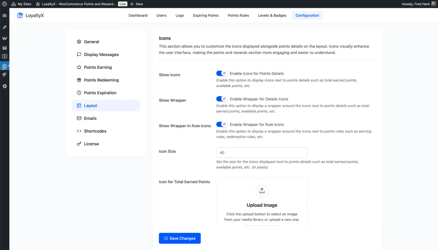 Layout Configuration Screenshot