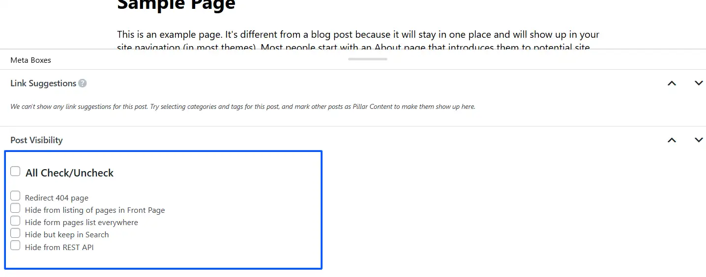 Choose how you would like to hide the page.